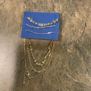 Avon set of 3 shimmering anklets gold tone